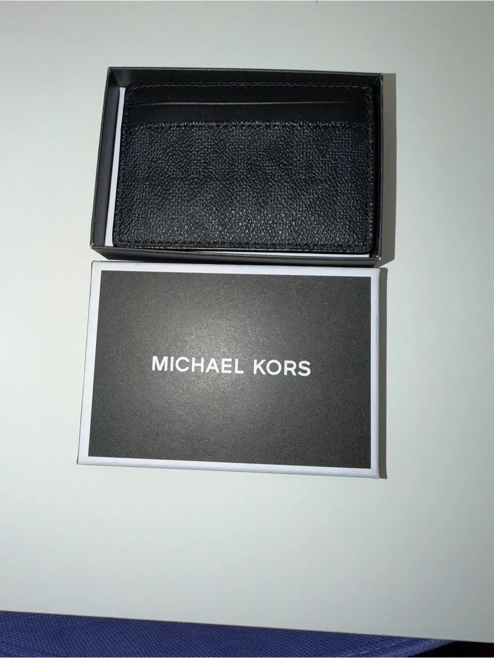 Michael Kors Black Textured Leather Card Case with Money Clip